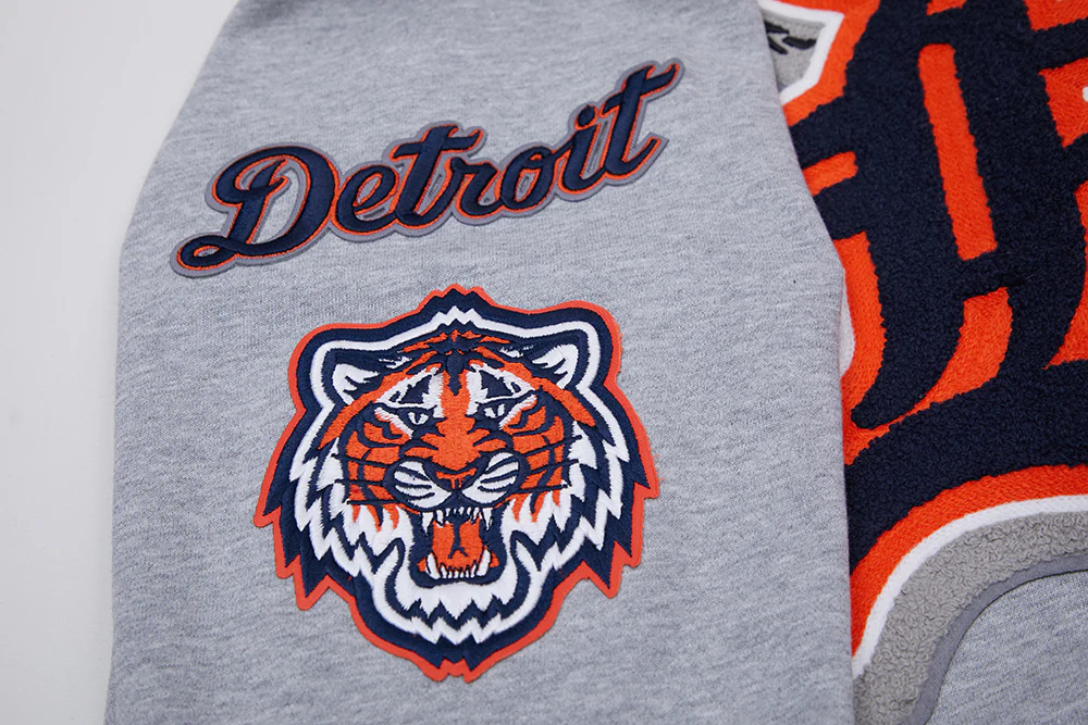 MLB DETROIT TIGERS MASHUP MEN'S RIB PULLOVER HOODIE (HEATHER GREY/MIDNIGHT NAVY/ORANGE) - Image 7