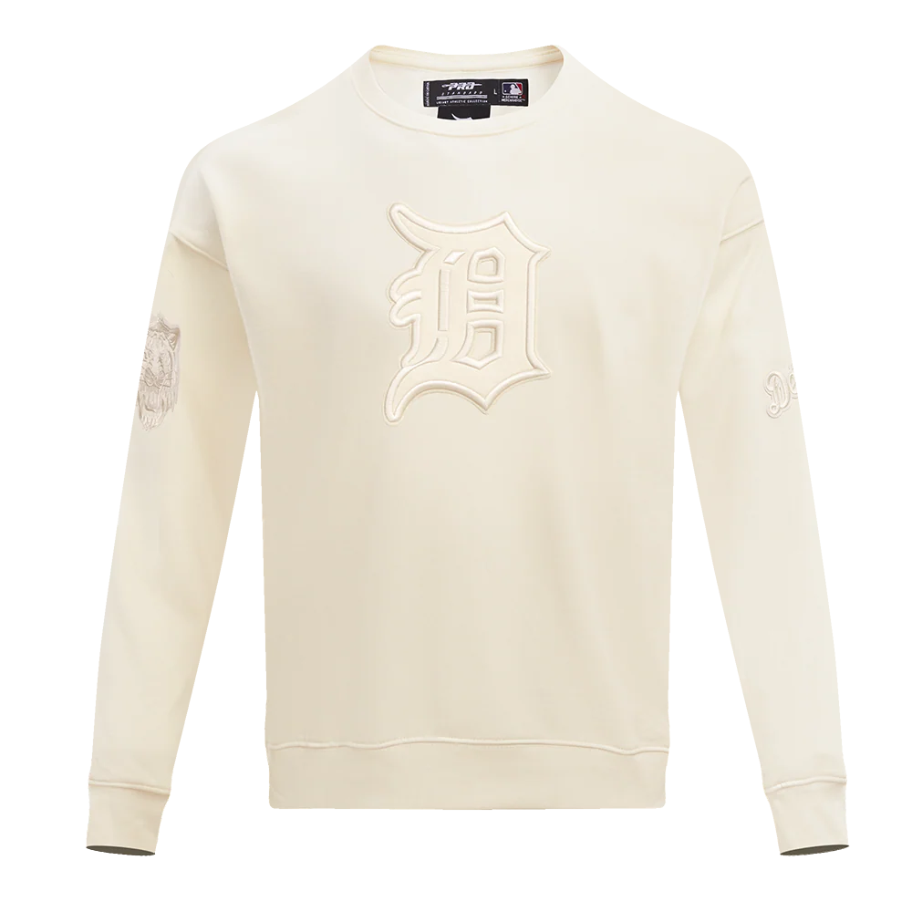 MLB DETROIT TIGERS NEUTRAL DROP SHOULDER FLEECE CREWNECK (EGGSHELL)
