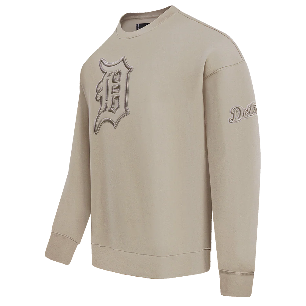 MLB DETROIT TIGERS NEUTRAL DROP SHOULDER FLEECE CREWNECK (TAUPE) - Image 2