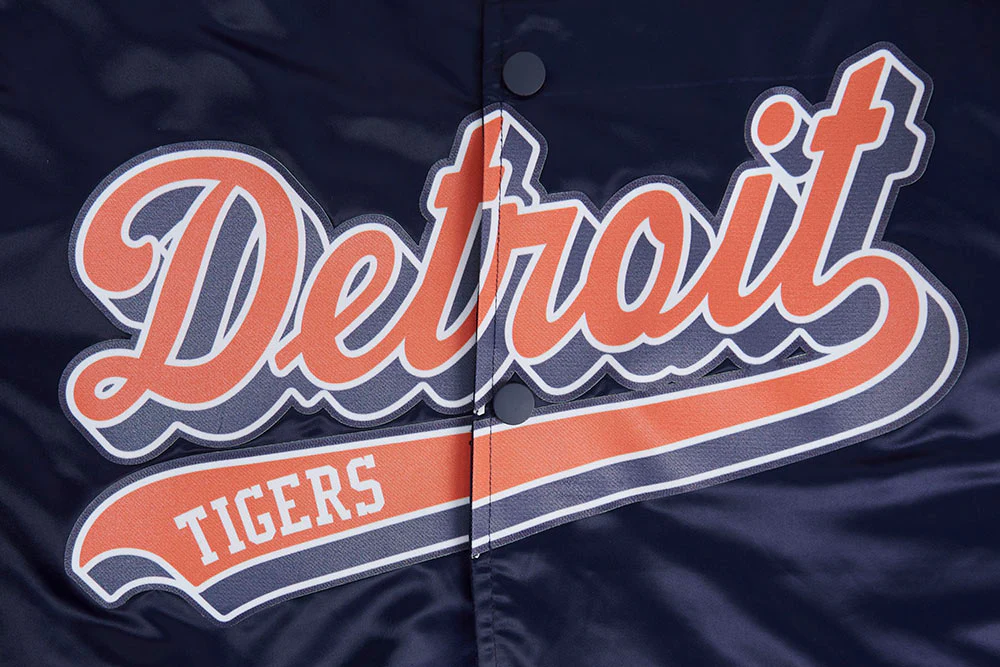MLB DETROIT TIGERS SCRIPT TAIL MEN'S SATIN JACKET (MIDNIGHT NAVY/ORANGE/MIDNIGHT NAVY) - Image 6