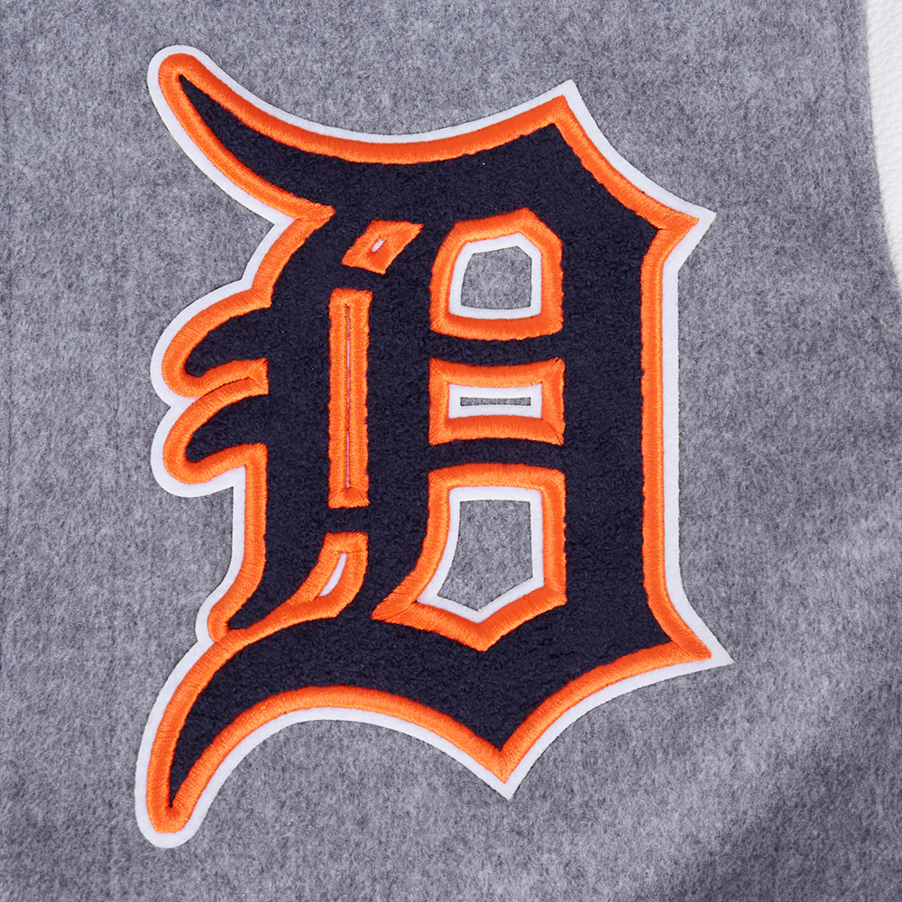 MLB DETROIT TIGERS OLD ENGLISH MEN'S RIB WOOL VARSITY JACKET (HEATHER GREY/WHITE/MIDNIGHT NAVY) - Image 7