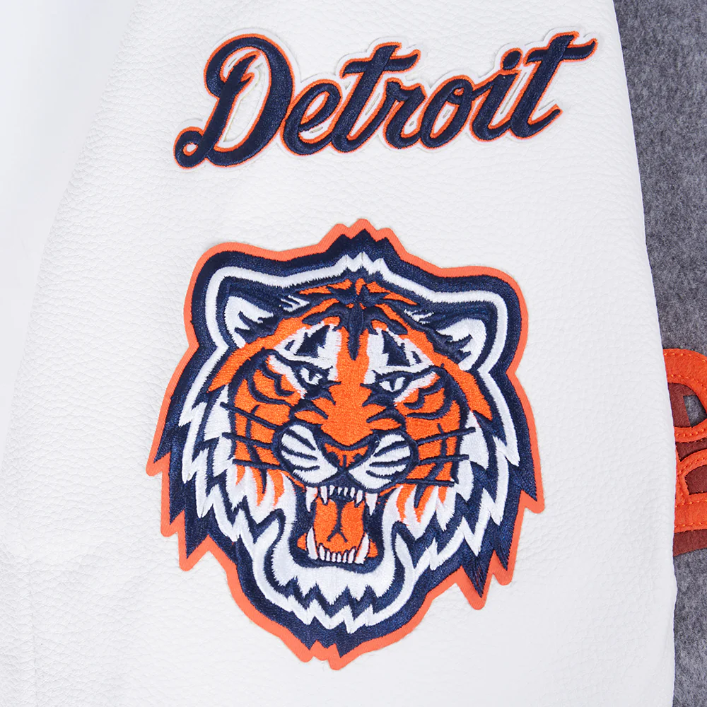 MLB DETROIT TIGERS OLD ENGLISH MEN'S RIB WOOL VARSITY JACKET (HEATHER GREY/WHITE/MIDNIGHT NAVY) - Image 8