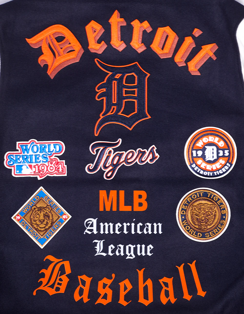 MLB DETROIT TIGERS OLD ENGLISH MEN'S RIB WOOL VARSITY JACKET (MIDNIGHT NAVY/ORANGE/MIDNIGHT NAVY) - Image 9