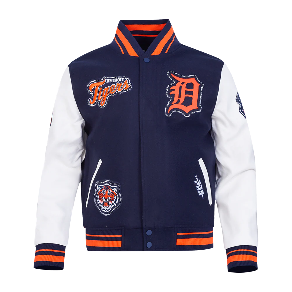MLB DETROIT TIGERS DIY PICK STITCH MEN'S RIB WOOL VARSITY JACKET (MIDNIGHT NAVY/ORANGE/MIDNIGHT NAVY) - Image 5