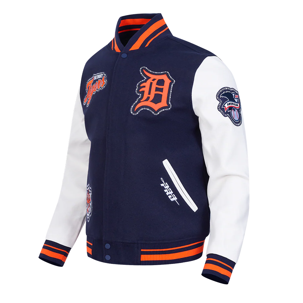 MLB DETROIT TIGERS DIY PICK STITCH MEN'S RIB WOOL VARSITY JACKET (MIDNIGHT NAVY/ORANGE/MIDNIGHT NAVY) - Image 6