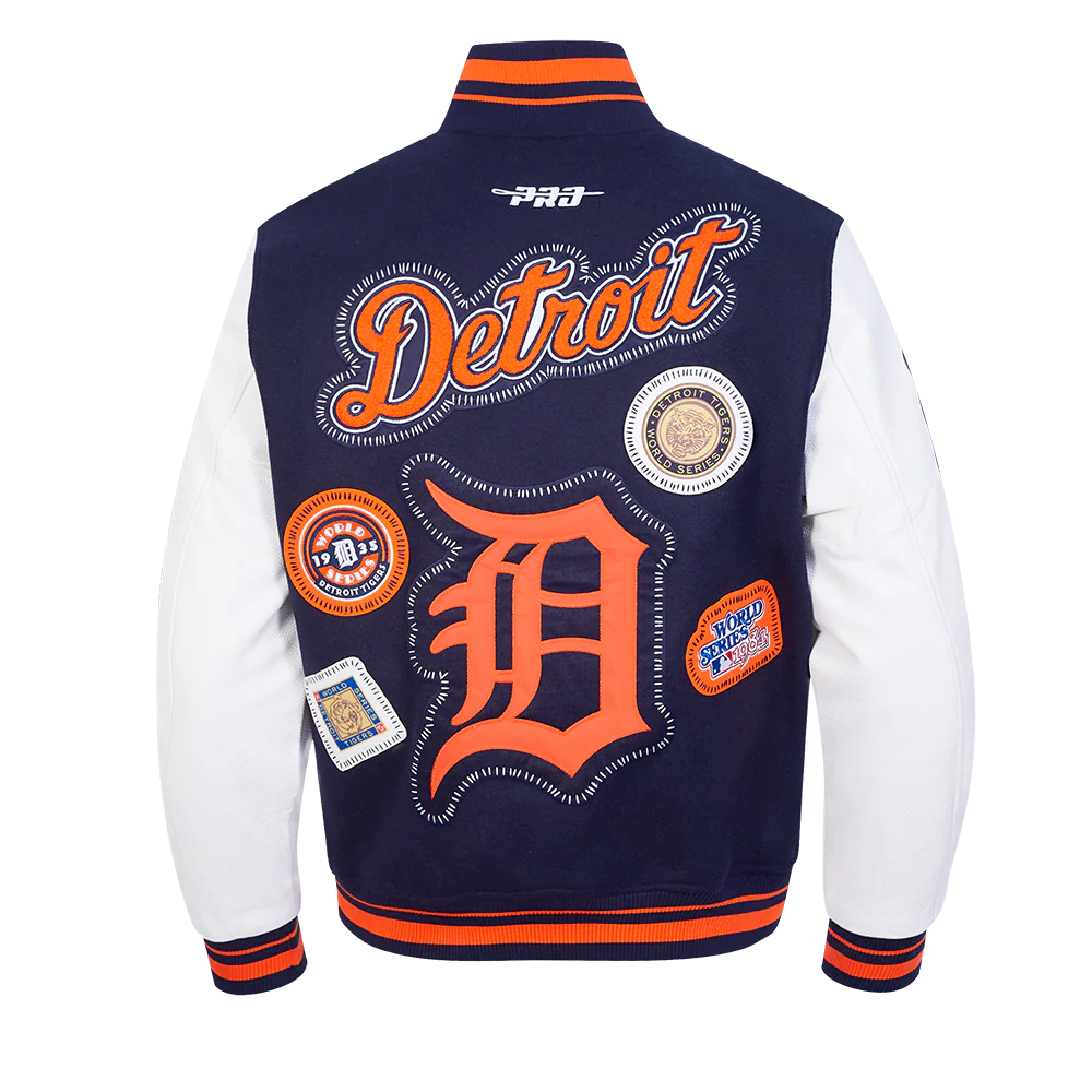 MLB DETROIT TIGERS DIY PICK STITCH MEN'S RIB WOOL VARSITY JACKET (MIDNIGHT NAVY/ORANGE/MIDNIGHT NAVY) - Image 7