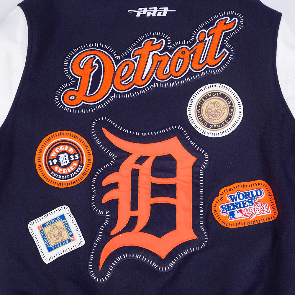 MLB DETROIT TIGERS DIY PICK STITCH MEN'S RIB WOOL VARSITY JACKET (MIDNIGHT NAVY/ORANGE/MIDNIGHT NAVY) - Image 8
