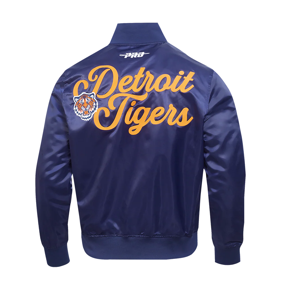MLB DETROIT TIGERS SOUVENIR MEN'S SATIN JACKET (NAVY) - Image 3
