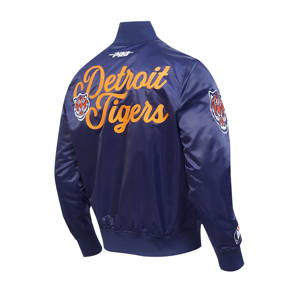 MLB DETROIT TIGERS SOUVENIR MEN'S SATIN JACKET (NAVY) - Image 4