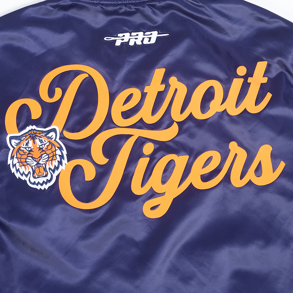 MLB DETROIT TIGERS SOUVENIR MEN'S SATIN JACKET (NAVY) - Image 7
