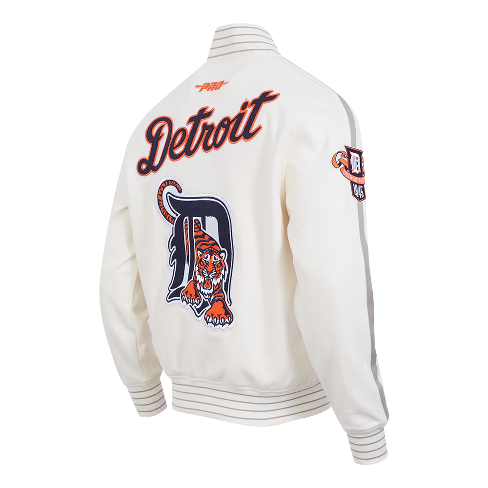 MLB DETROIT TIGERS COOPERSTOWN LOGO PRO GAME DAY MEN'S DOUBLE KNIT JACKET (EGGSHELL/TAUPE/EGGSHELL) - Image 4