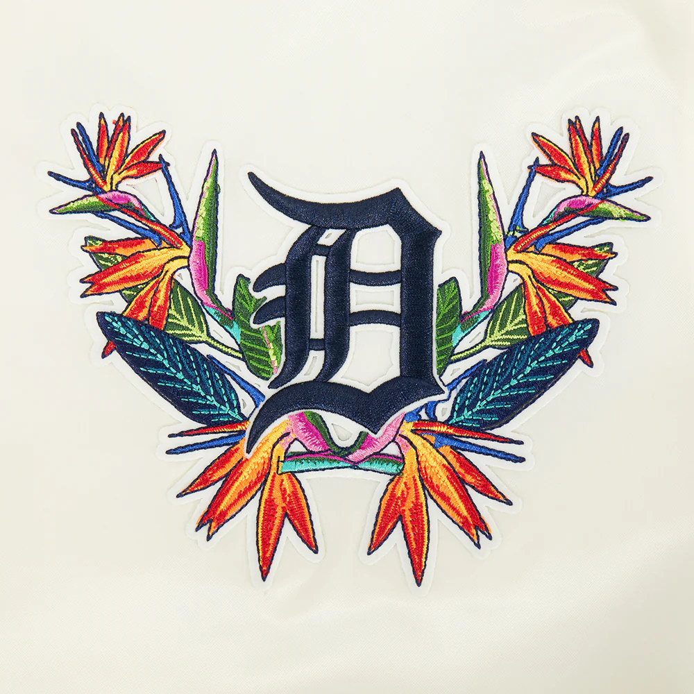 MLB DETROIT TIGERS PARADISE MEN'S SATIN JACKET (EGGSHELL/ BLACK) - Image 7