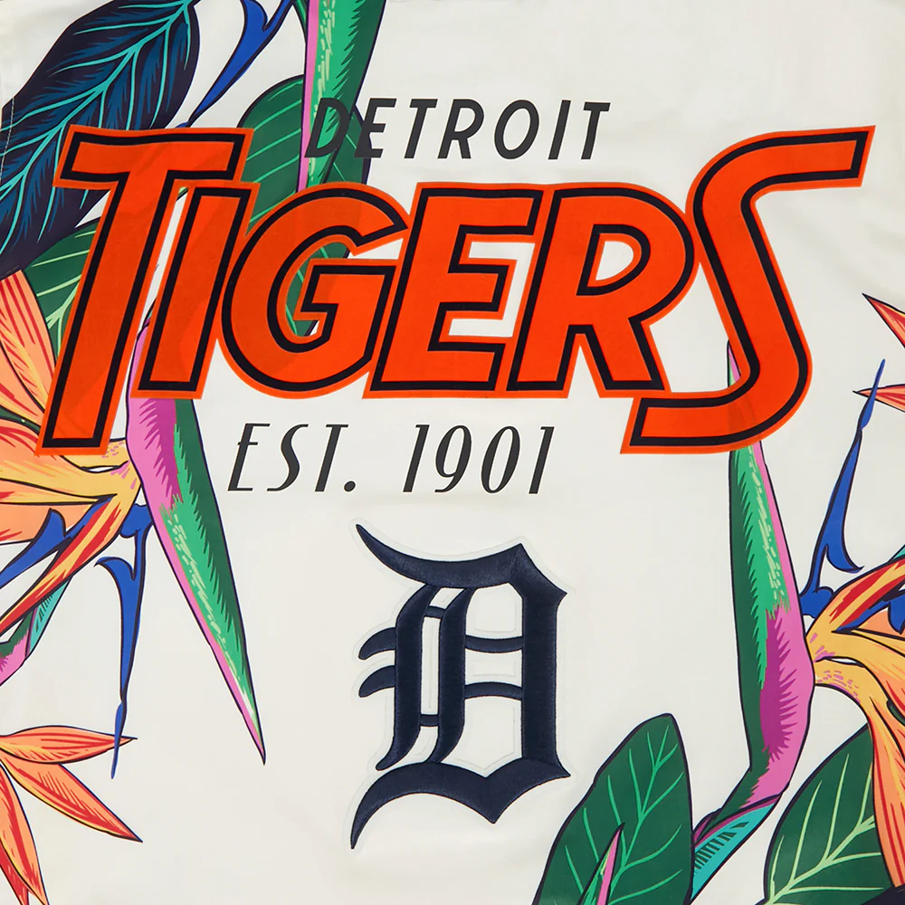 MLB DETROIT TIGERS PARADISE MEN'S SATIN JACKET (EGGSHELL/ BLACK) - Image 8