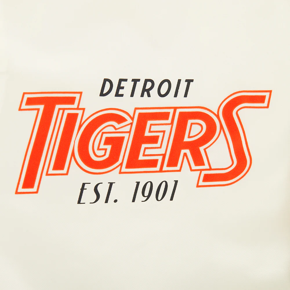 MLB DETROIT TIGERS PARADISE MEN'S SATIN JACKET (EGGSHELL/ BLACK) - Image 9
