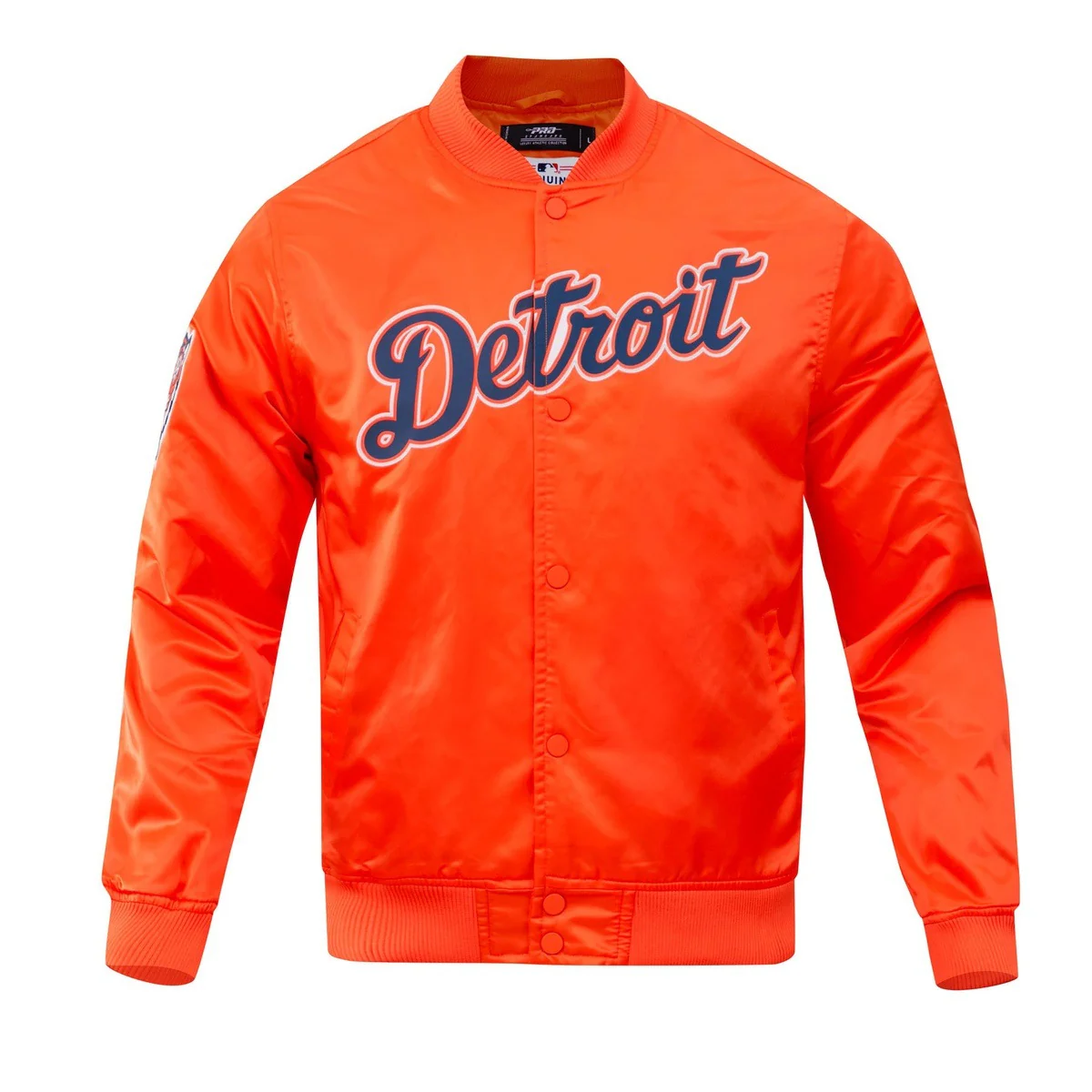 MLB DETROIT TIGERS BIG LOGO WORLD SERIES MEN'S SATIN JACKET (ORANGE) - Image 13