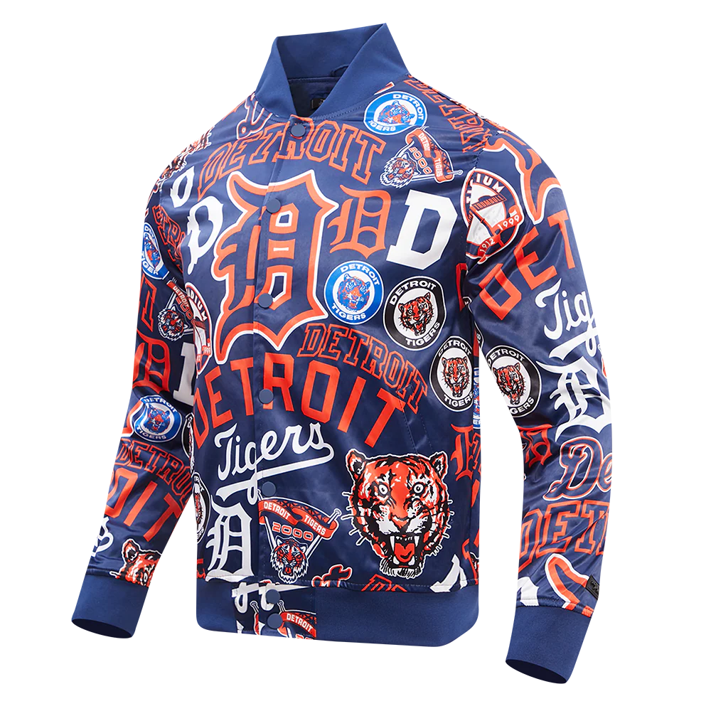 MLB DETROIT TIGERS AOP MEN'S SATIN JACKET (MIDNIGHT NAVY) - Image 2