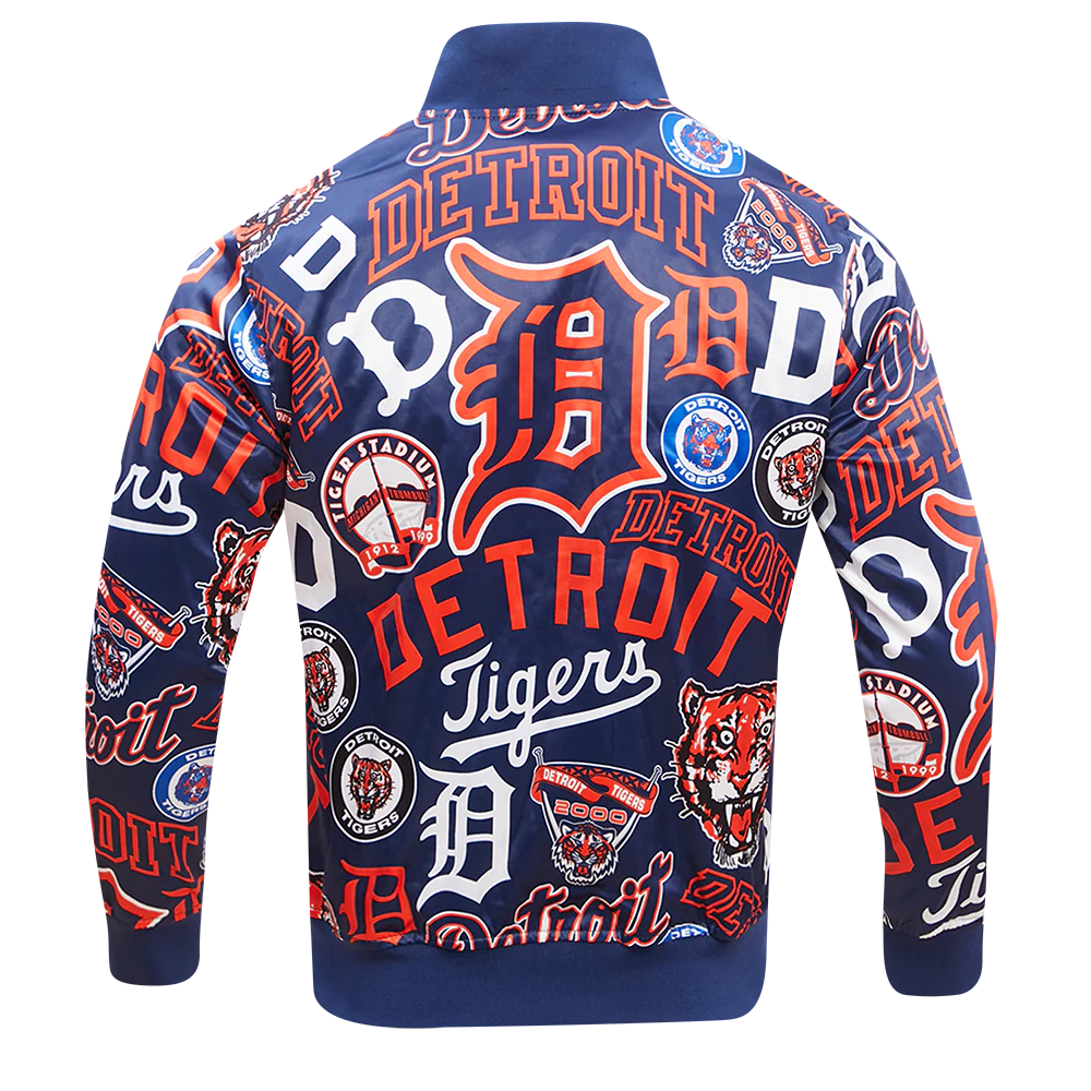 MLB DETROIT TIGERS AOP MEN'S SATIN JACKET (MIDNIGHT NAVY) - Image 3