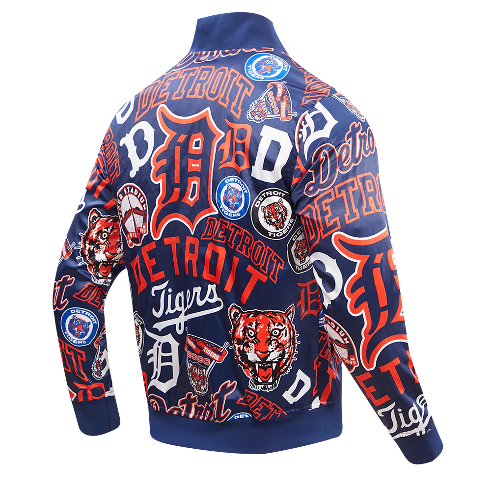 MLB DETROIT TIGERS AOP MEN'S SATIN JACKET (MIDNIGHT NAVY) - Image 4