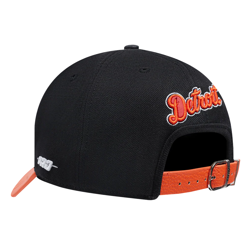 MLB DETROIT TIGERS DIY PICK STITCH LEATHER PINCH FRONT STRAPBACK (BLACK) - Image 4