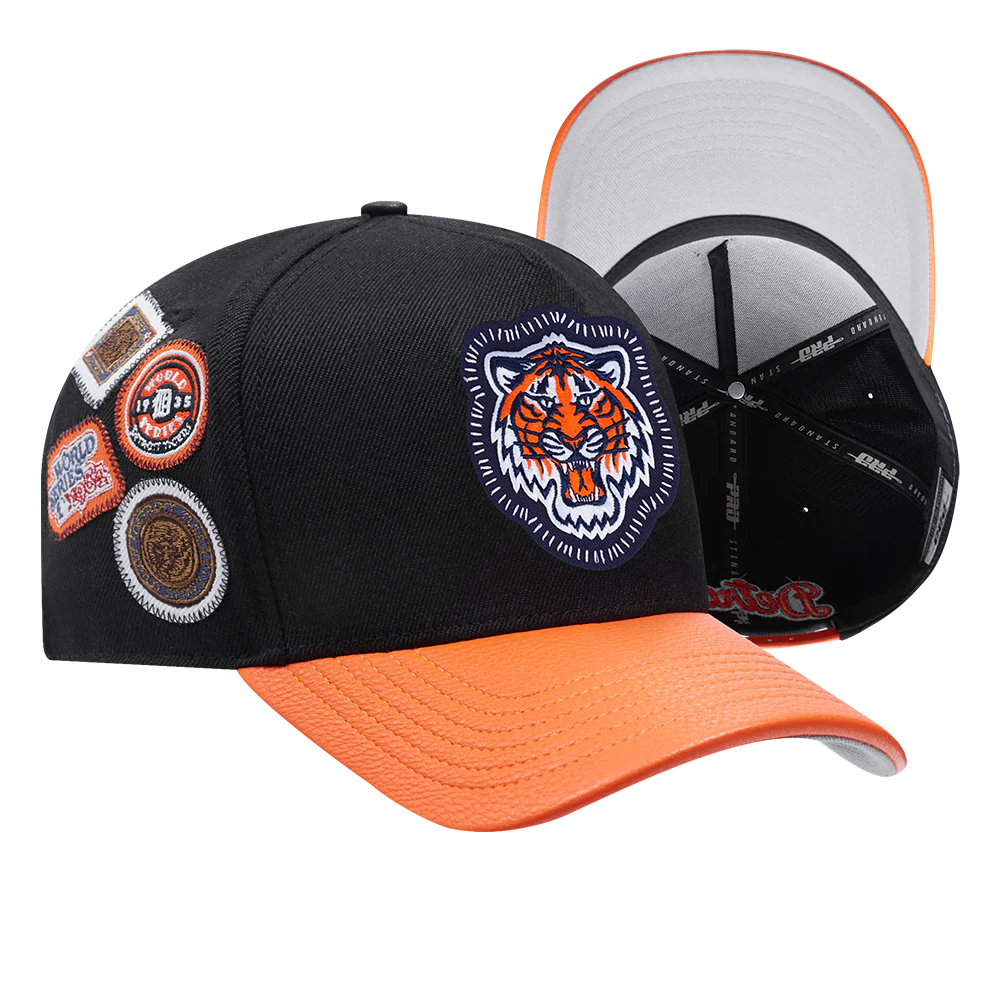 MLB DETROIT TIGERS DIY PICK STITCH LEATHER PINCH FRONT STRAPBACK (BLACK) - Image 7
