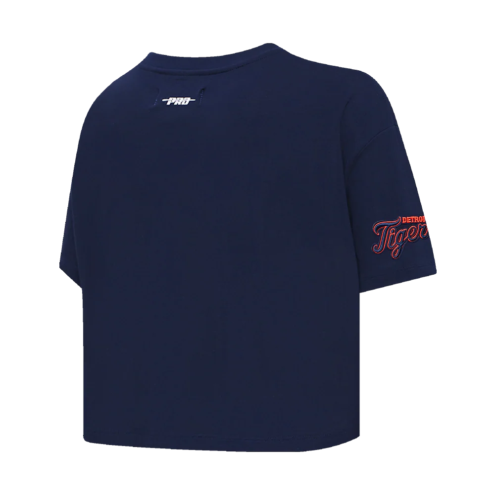 MLB DETROIT TIGERS SCRIPT TAIL WOMEN'S SINGLE JERSEY BOXY TOP (MIDNIGHT NAVY) - Image 3
