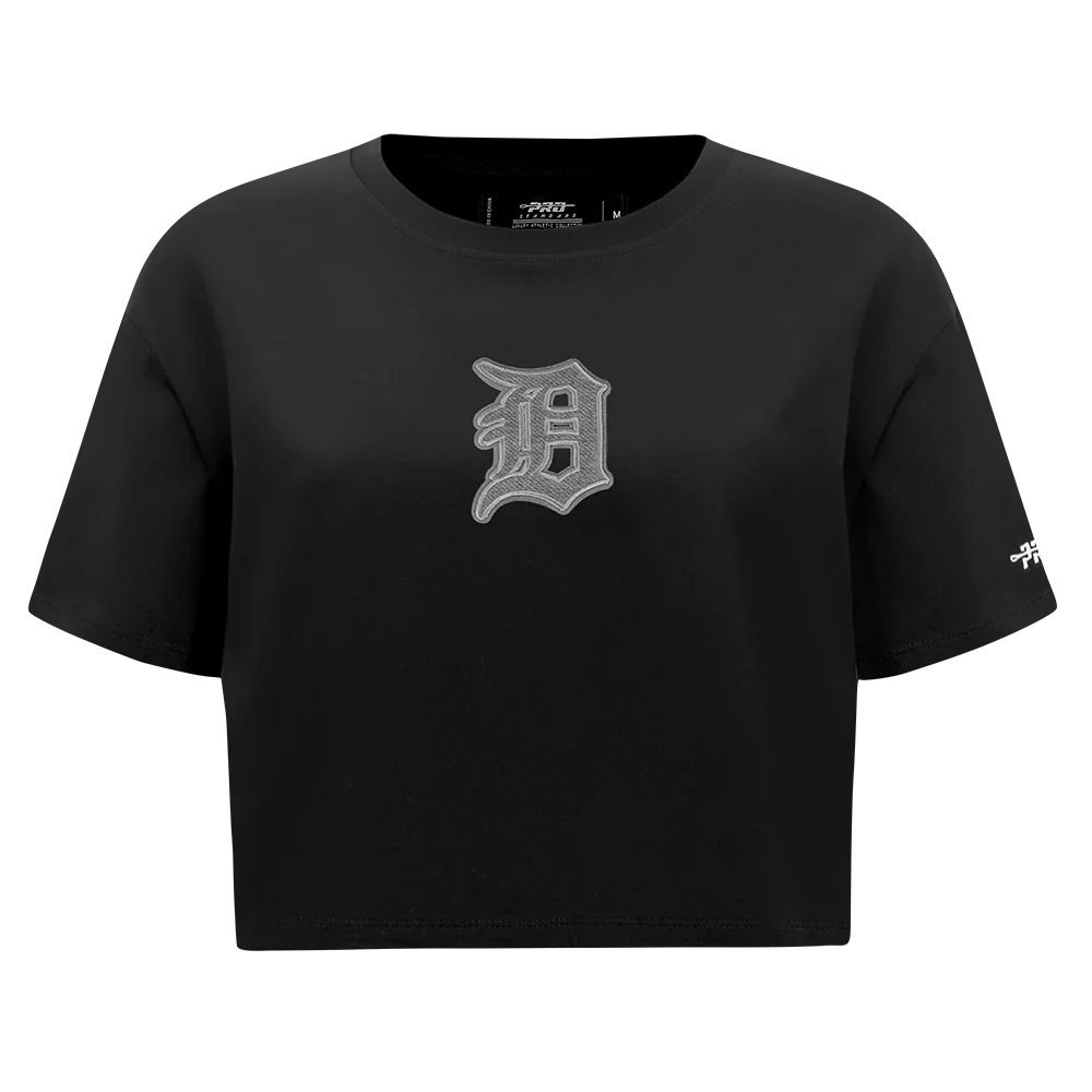 MLB DETROIT TIGERS REVERSE FRENCH TERRY WOMEN'S SINGLE JERSEY BOXY TOP (BLACK) - Image 3