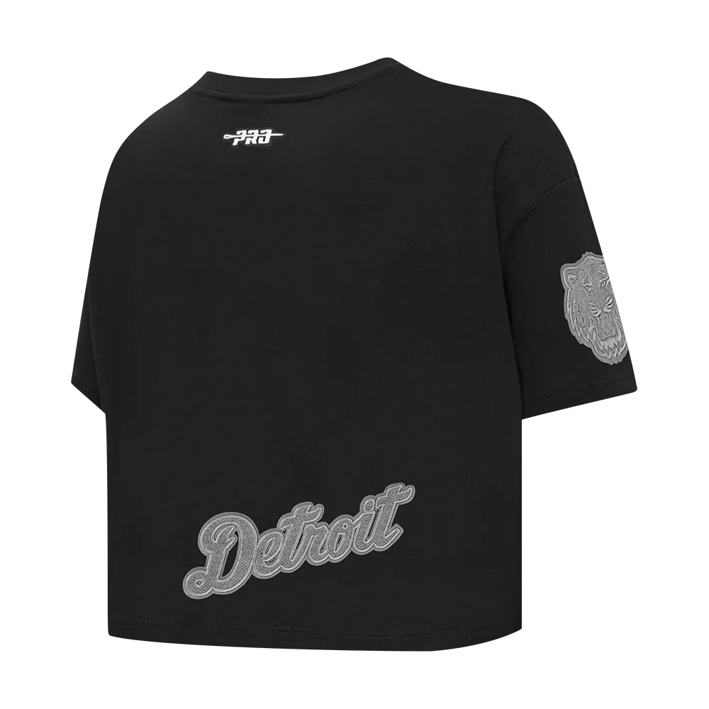 MLB DETROIT TIGERS REVERSE FRENCH TERRY WOMEN'S SINGLE JERSEY BOXY TOP (BLACK) - Image 8