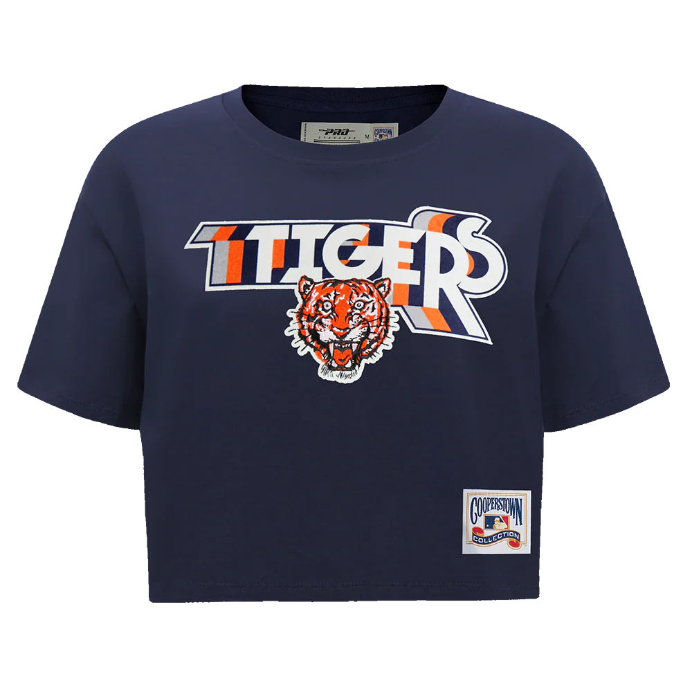 MLB DETROIT TIGERS RETRO ELEVATION WOMEN'S SINGLE JERSEY BOXY TOP (MIDNIGHT NAVY)