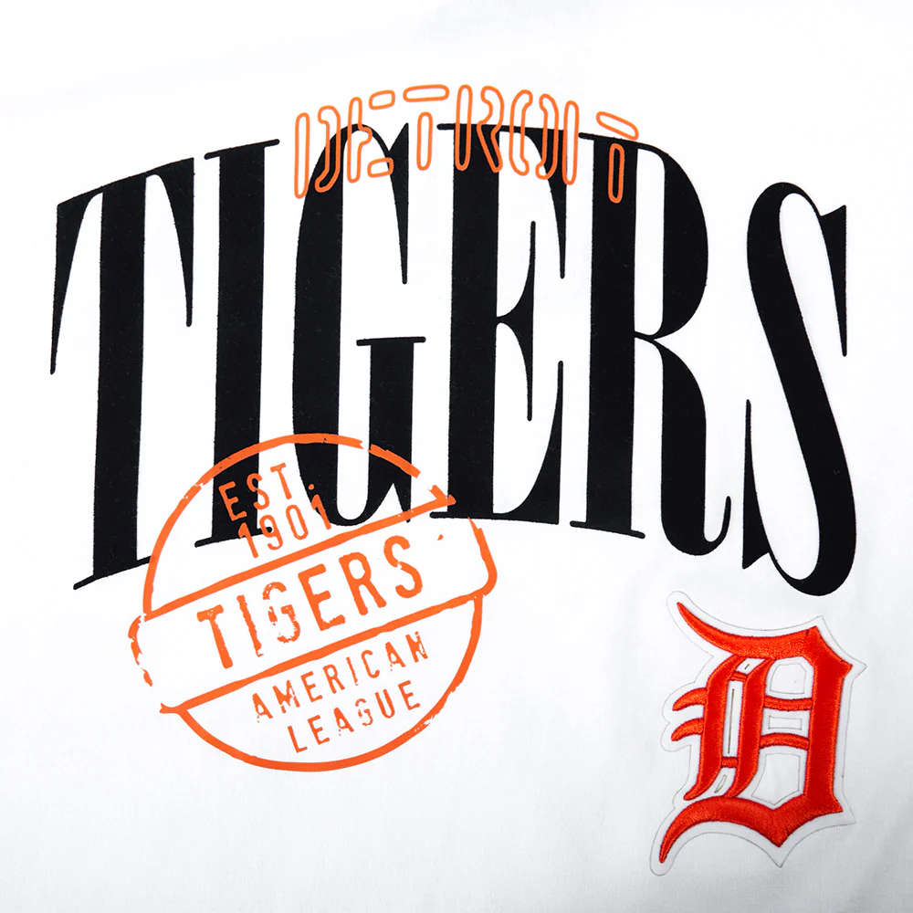 MLB DETROIT TIGERS STAMPED WOMEN'S S/S SLIM TOP (WHITE) - Image 5