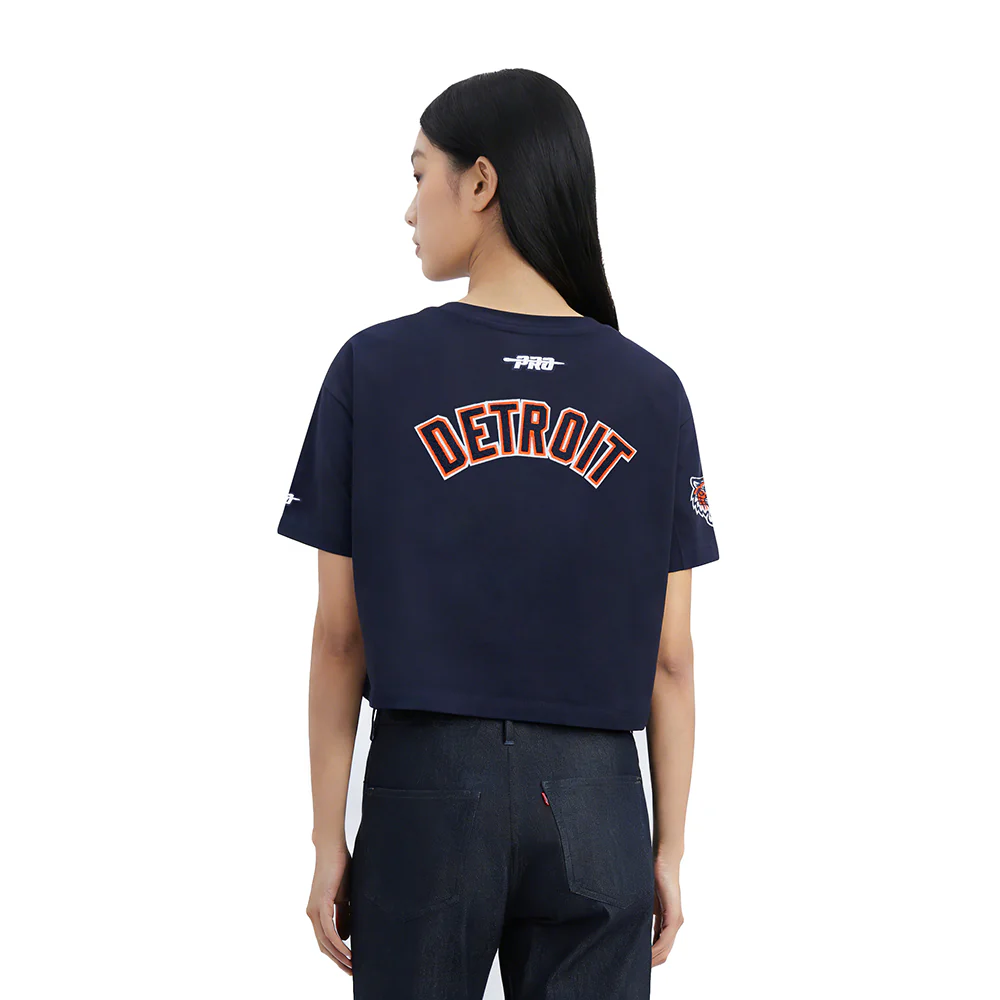 MLB DETROIT TIGERS CLASSIC CHENILLE WOMEN'S SJ BOXY TOP (MIDNIGHT NAVY) - Image 2
