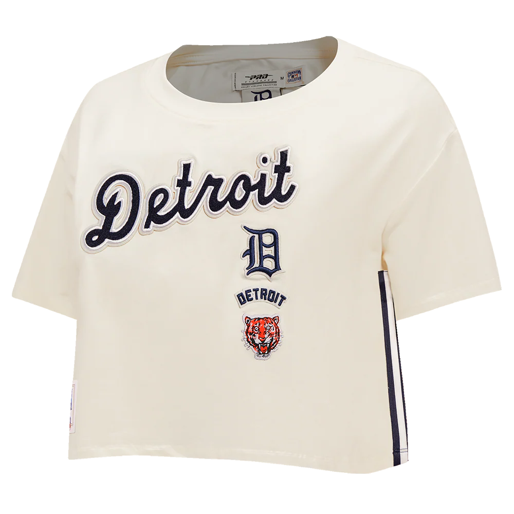 MLB DETROIT TIGERS RETRO CLASSIC WOMEN'S BOXY TOP (EGGSHELL) - Image 2