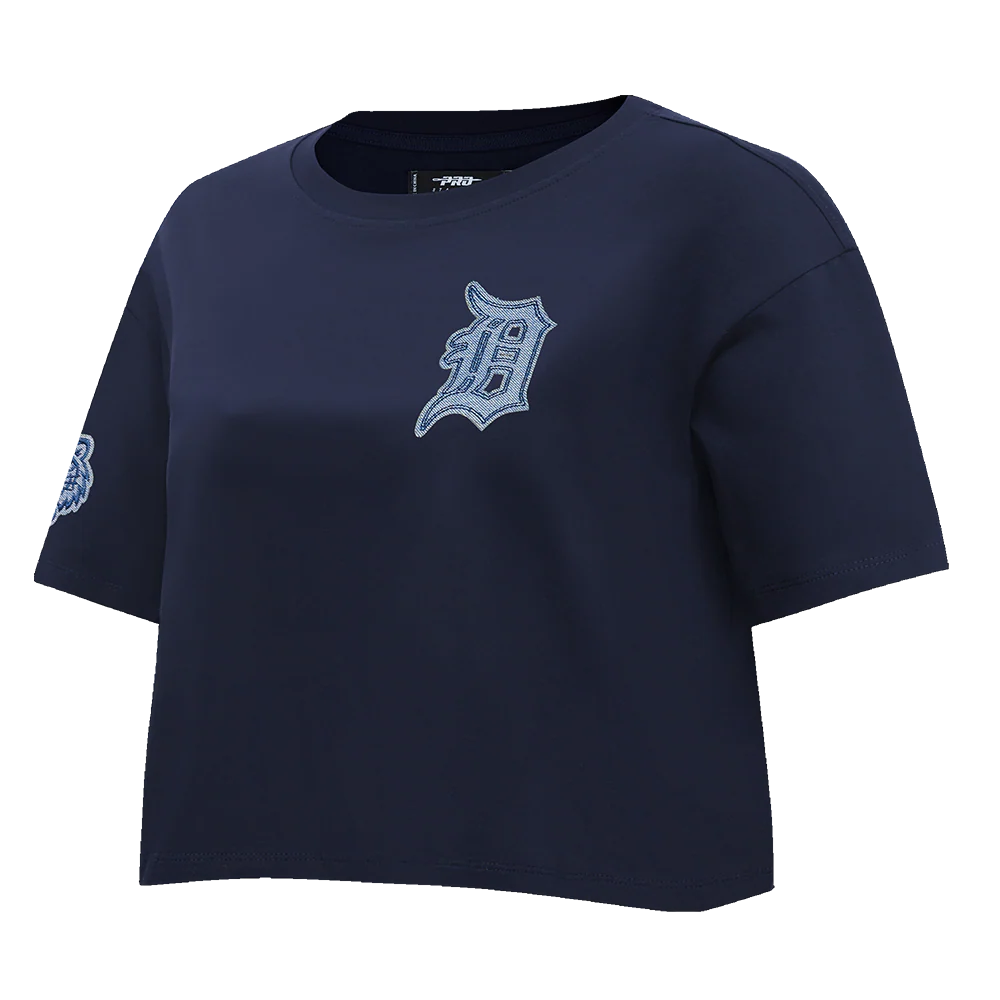 MLB DETROIT TIGERS VARSITY BLUES WOMEN'S BOXY TOP (MIDNIGHT NAVY) - Image 2