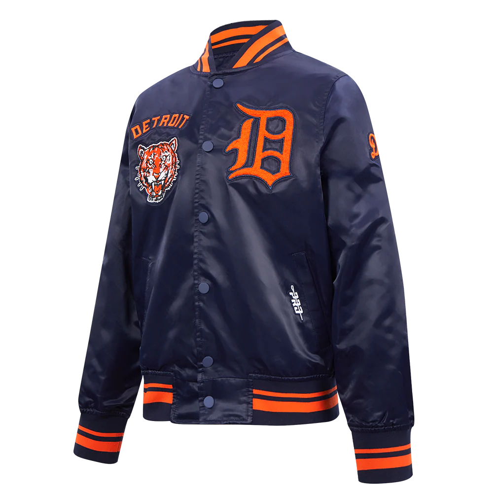 MLB DETROIT TIGERS RETRO CLASSIC BIG BOYS RIB SATIN JACKET (MIDNIGHT NAVY/ORANGE/MIDNIGHT NAVY) - Image 2