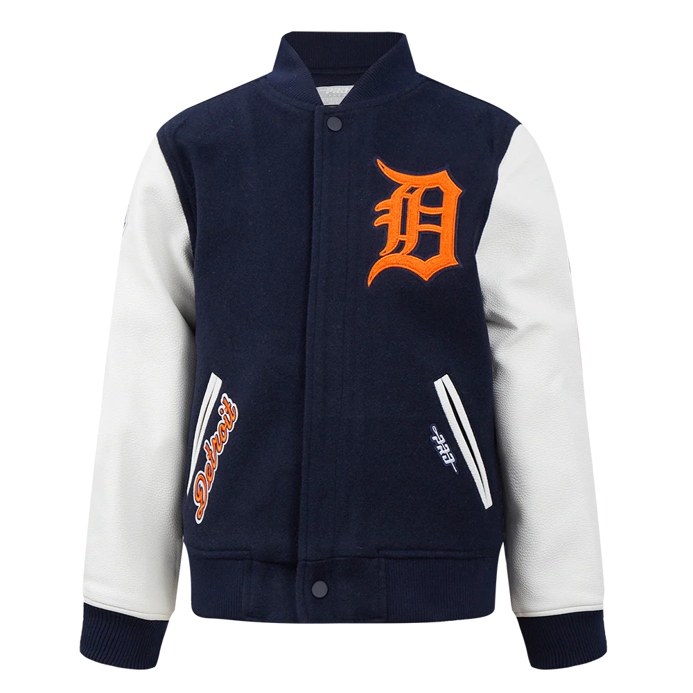 MLB DETROIT TIGERS CLASSIC BIG BOYS WOOL VARSITY JACKET (MIDNIGHT NAVY/WHITE)