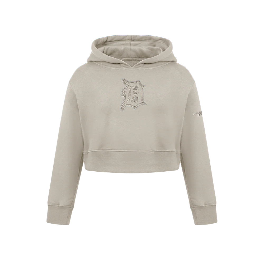 MLB DETROIT TIGERS NEUTRAL BIG GIRLS FLEECE PO HOODIE (TAUPE)