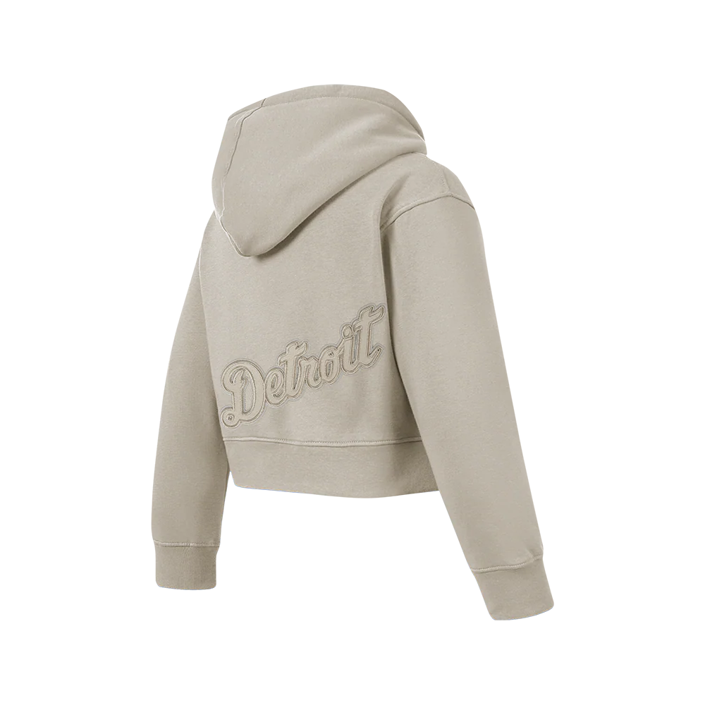 MLB DETROIT TIGERS NEUTRAL BIG GIRLS FLEECE PO HOODIE (TAUPE) - Image 4