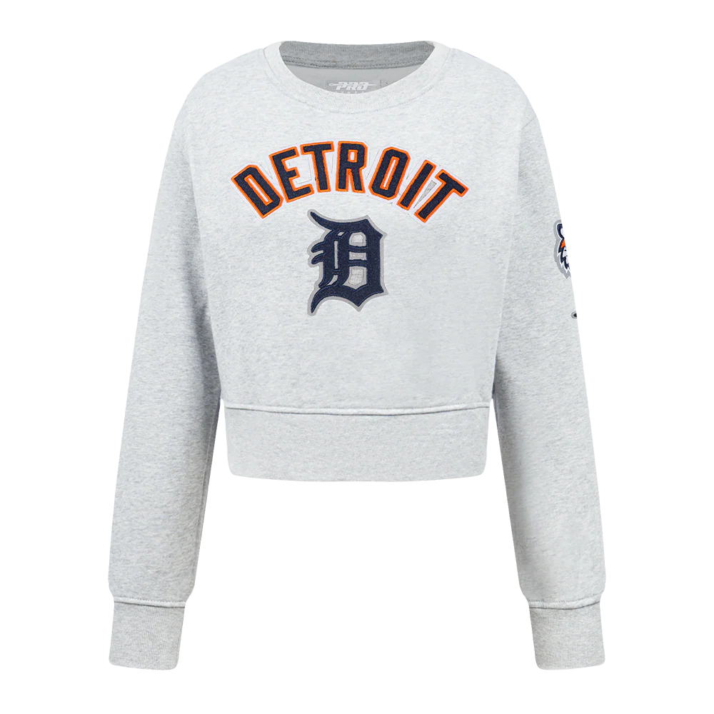 MLB DETROIT TIGERS CLASSIC BIG GIRLS FLEECE CREWNECK (HEATHER GREY)