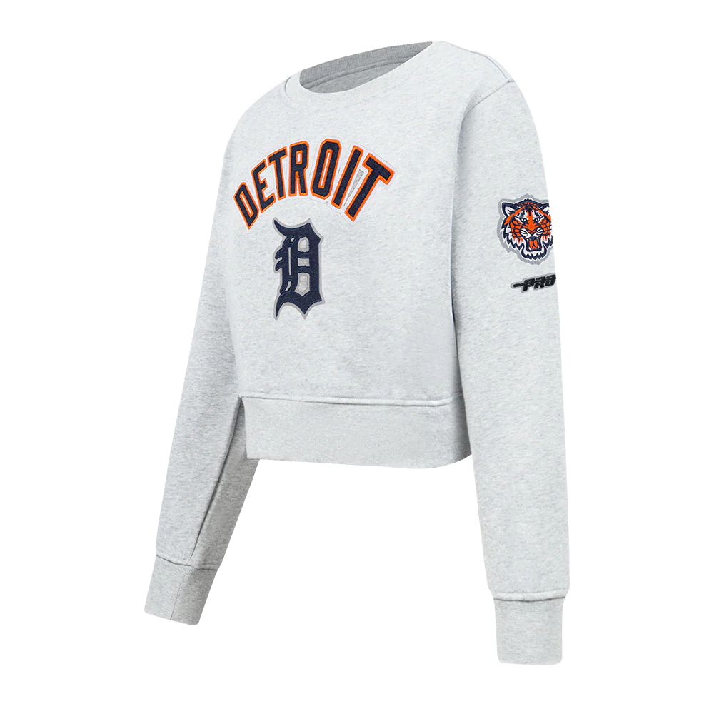 MLB DETROIT TIGERS CLASSIC BIG GIRLS FLEECE CREWNECK (HEATHER GREY) - Image 2