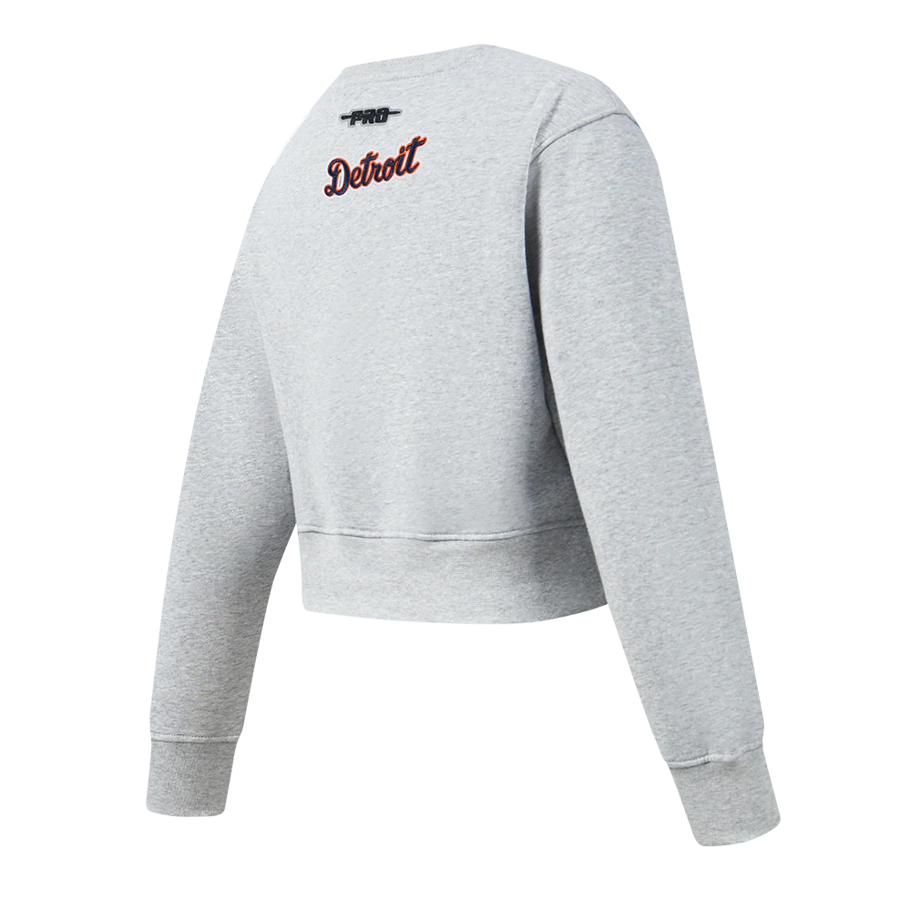 MLB DETROIT TIGERS CLASSIC BIG GIRLS FLEECE CREWNECK (HEATHER GREY) - Image 4