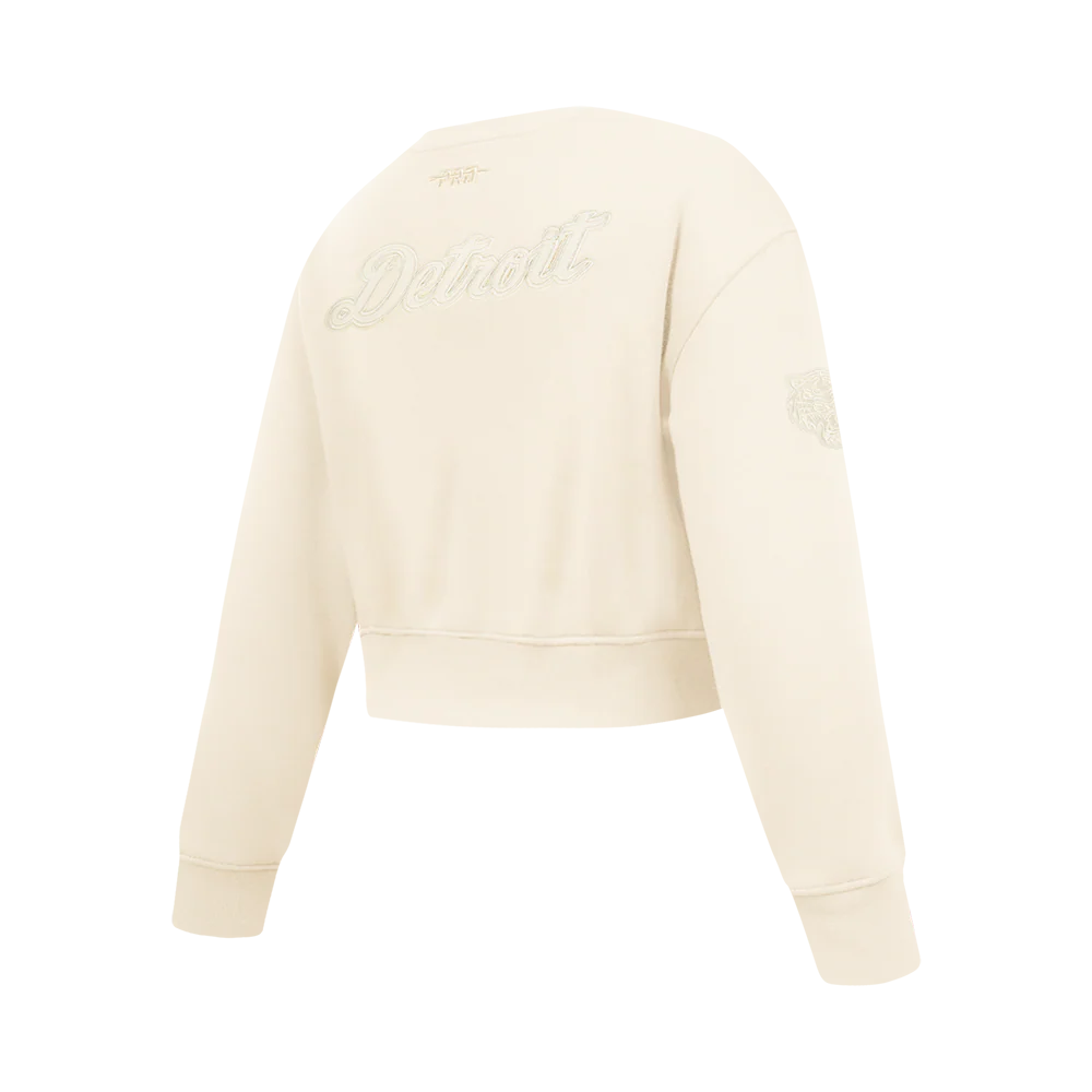 MLB DETROIT TIGERS NEUTRAL BIG GIRL'S  FLEECE CREWNECK (EGGSHELL) - Image 4