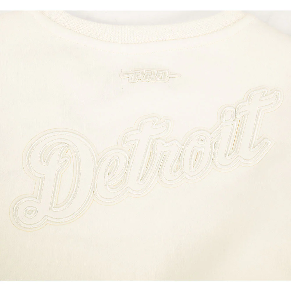 MLB DETROIT TIGERS NEUTRAL BIG GIRL'S  FLEECE CREWNECK (EGGSHELL) - Image 8