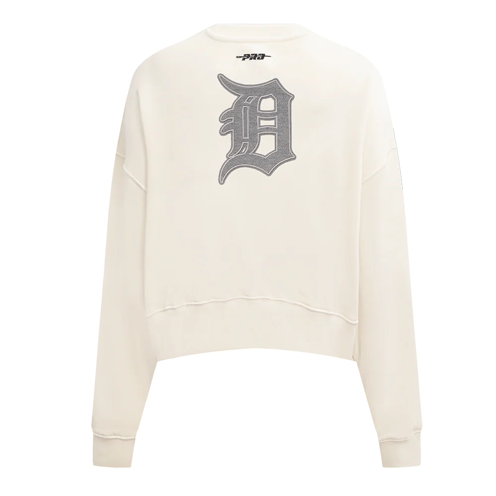 MLB DETROIT TIGERS REVERSE FRENCH TERRY WOMEN'S FLEECE CREWNECK (EGGSHELL) - Image 7