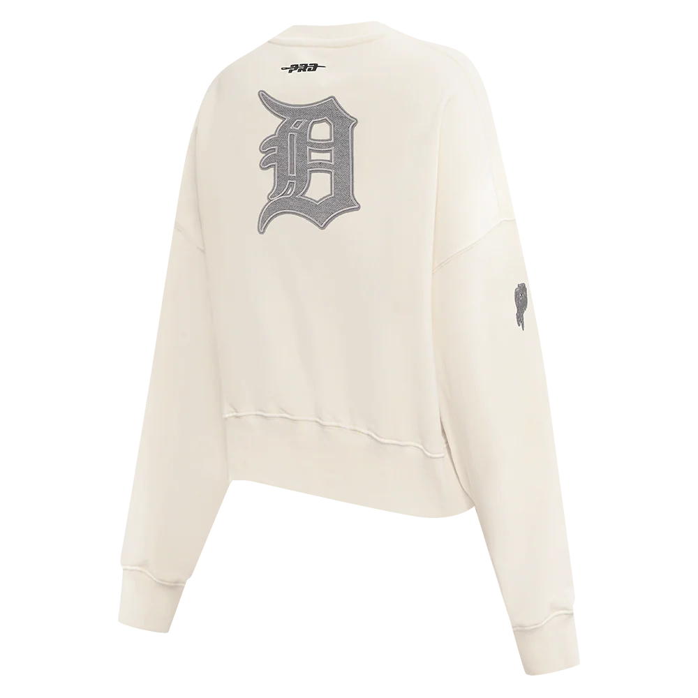 MLB DETROIT TIGERS REVERSE FRENCH TERRY WOMEN'S FLEECE CREWNECK (EGGSHELL) - Image 8