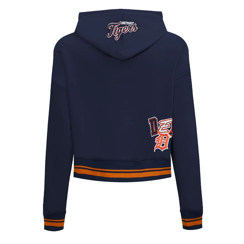 MLB DETROIT TIGERS CITY RANSOM WOMEN'S RIB FLC CROPPED PO HOODIE (MIDNIGHT NAVY/ORANGE/MIDNIGHT NAVY) - Image 3