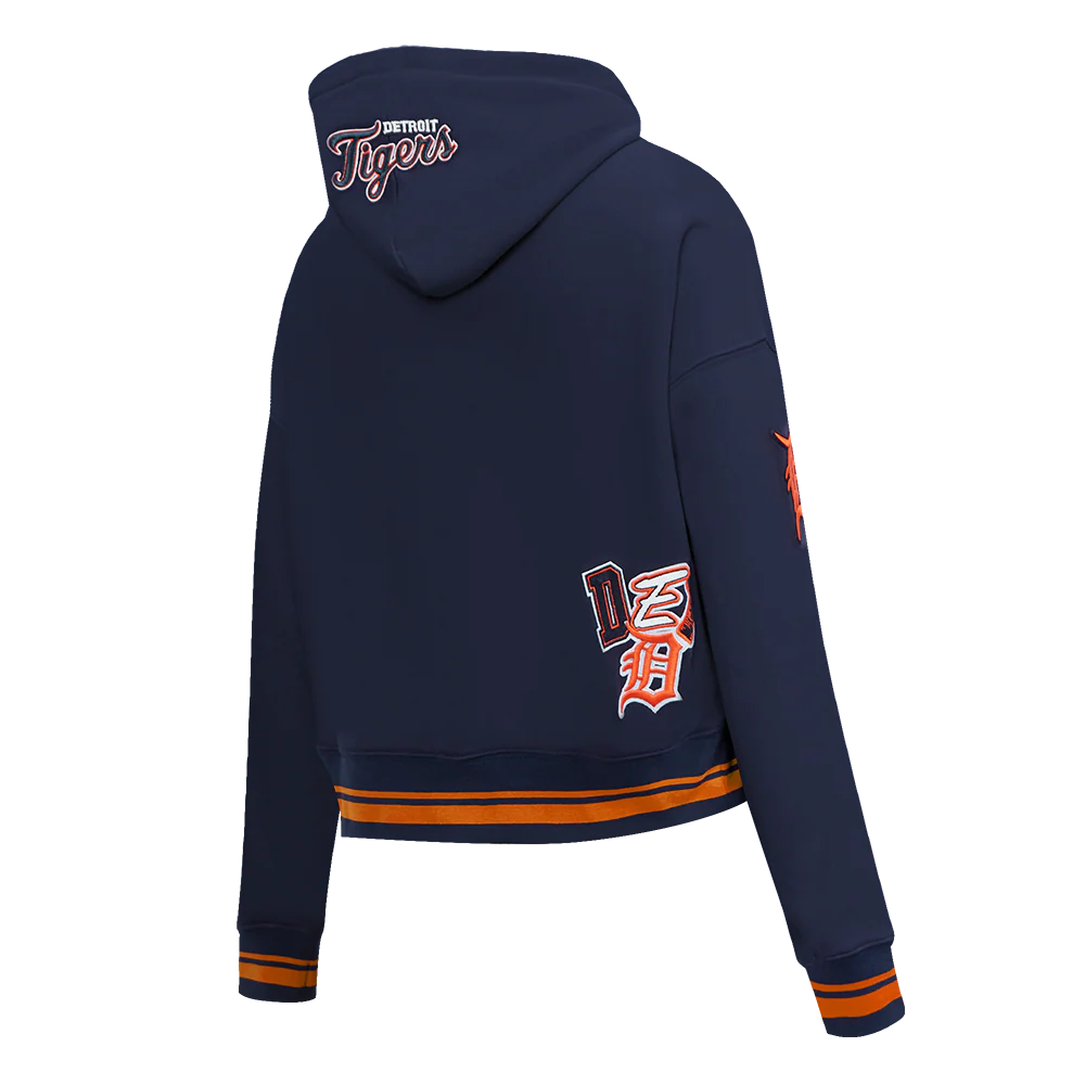 MLB DETROIT TIGERS CITY RANSOM WOMEN'S RIB FLC CROPPED PO HOODIE (MIDNIGHT NAVY/ORANGE/MIDNIGHT NAVY) - Image 4