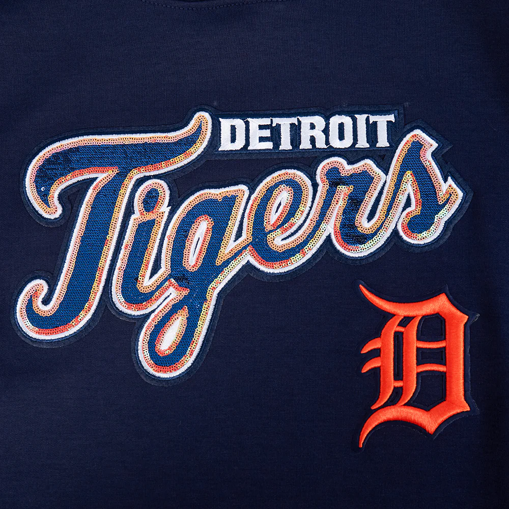 MLB DETROIT TIGERS GAME DAY CLASSICS WOMEN'S DOUBLE KNIT CROPPED PULLOVER HOODIE (MIDNIGHT NAVY) - Image 10