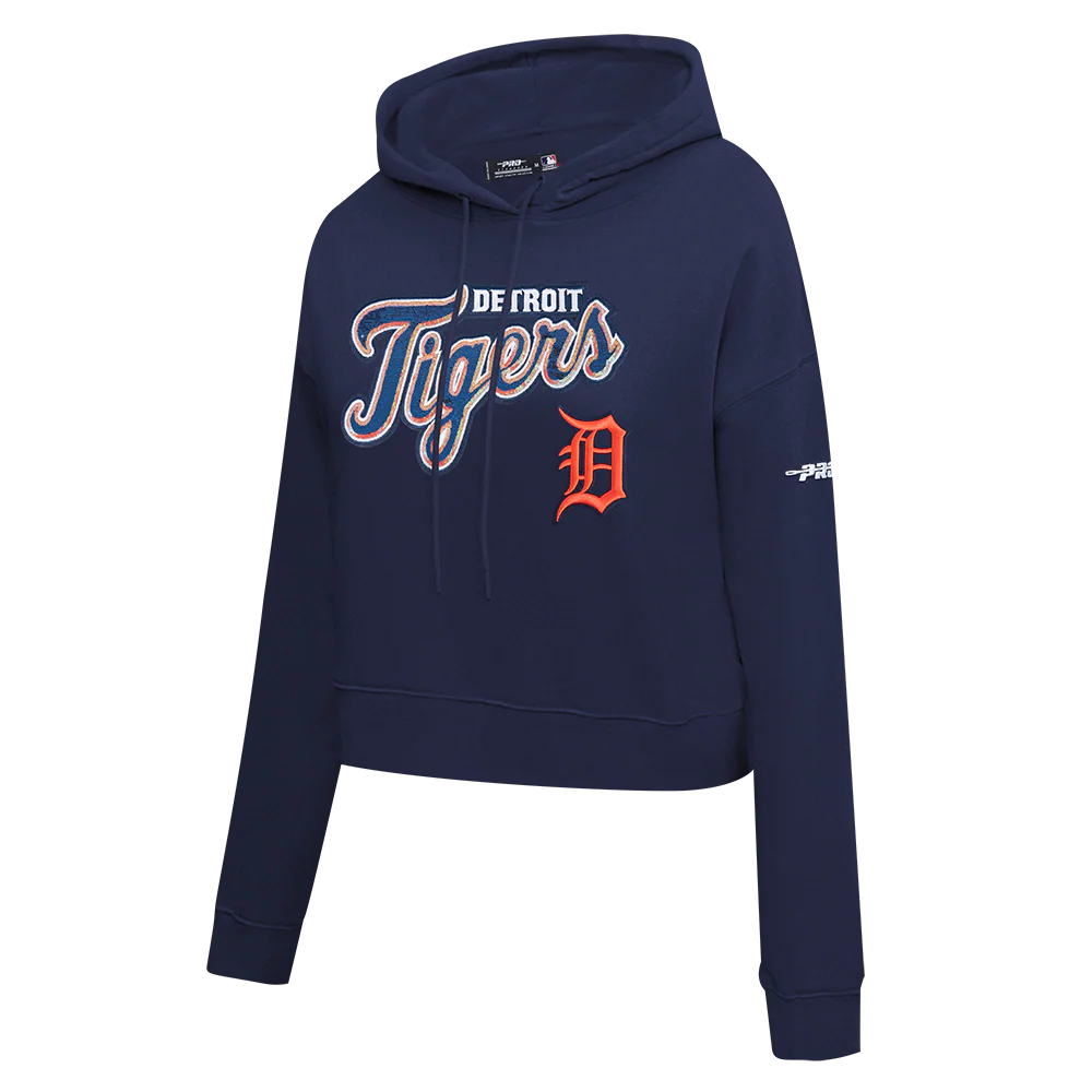 MLB DETROIT TIGERS GAME DAY CLASSICS WOMEN'S DOUBLE KNIT CROPPED PULLOVER HOODIE (MIDNIGHT NAVY) - Image 6