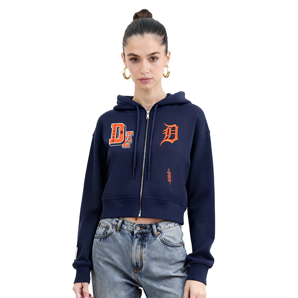 MLB DETROIT TIGERS BEST OF WOMEN'S FLC FZ HOODIE (MIDNIGHT NAVY) - Image 2