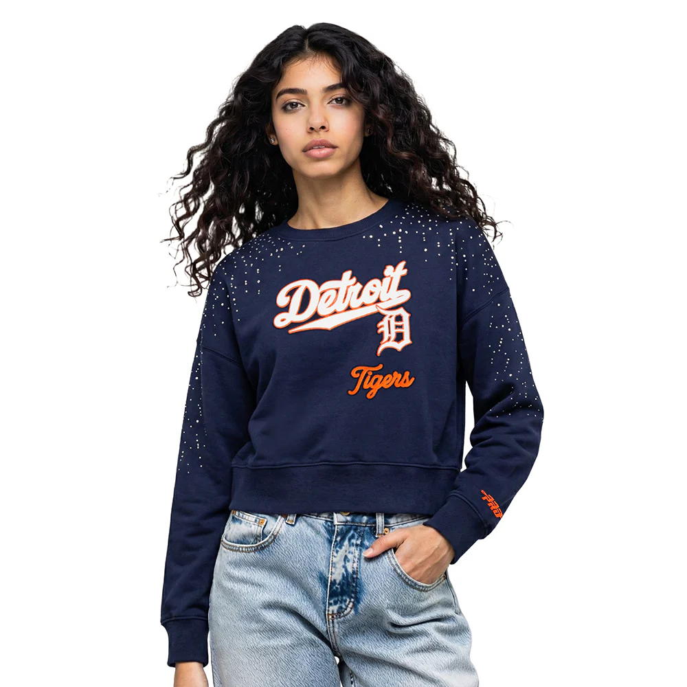 MLB DETROIT TIGERS LEGACY WOMEN'S FLC CREWNECK (MIDNIGHT NAVY)