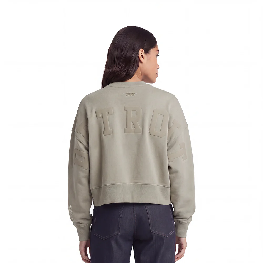 MLB DETROIT TIGERS WINGSPAN WOMEN'S FLC CREWNECK (TAUPE)